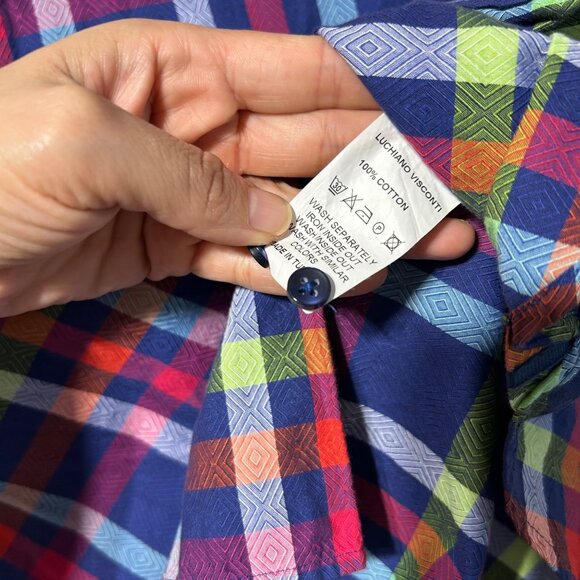 Luchiano Visconti Mens XL Multicolor Plaid Long Sleeve Button-Up Shirt - Picture 6 of 9